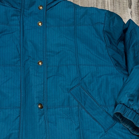 Vintage Woolrich teal pin striped puffer jacket ski coat parka 80s bomber - Picture 9 of 9